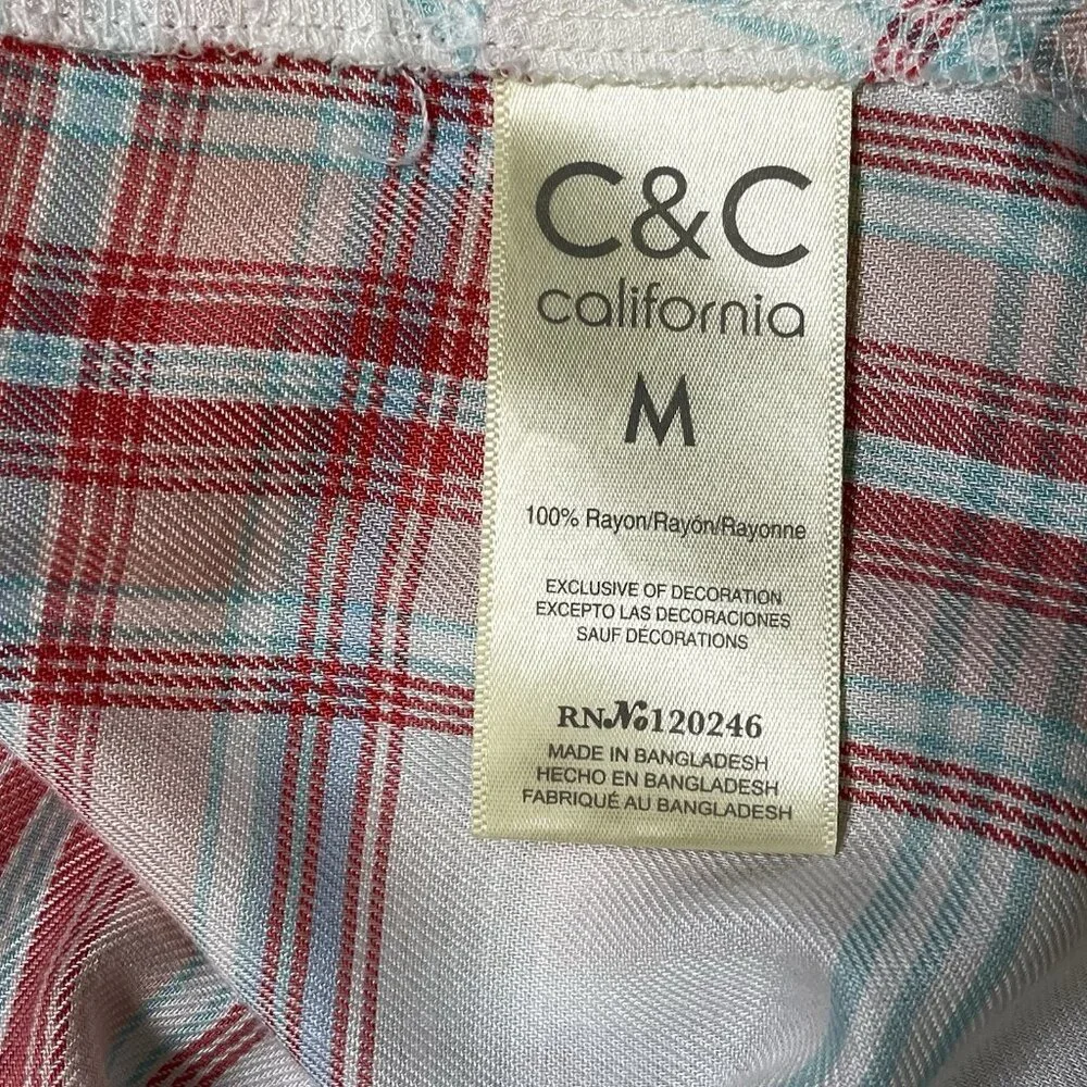 C & C California Womens Top High Low Twist Front Plaid Pullover Coastal‎ Pastel - Picture 8 of 10